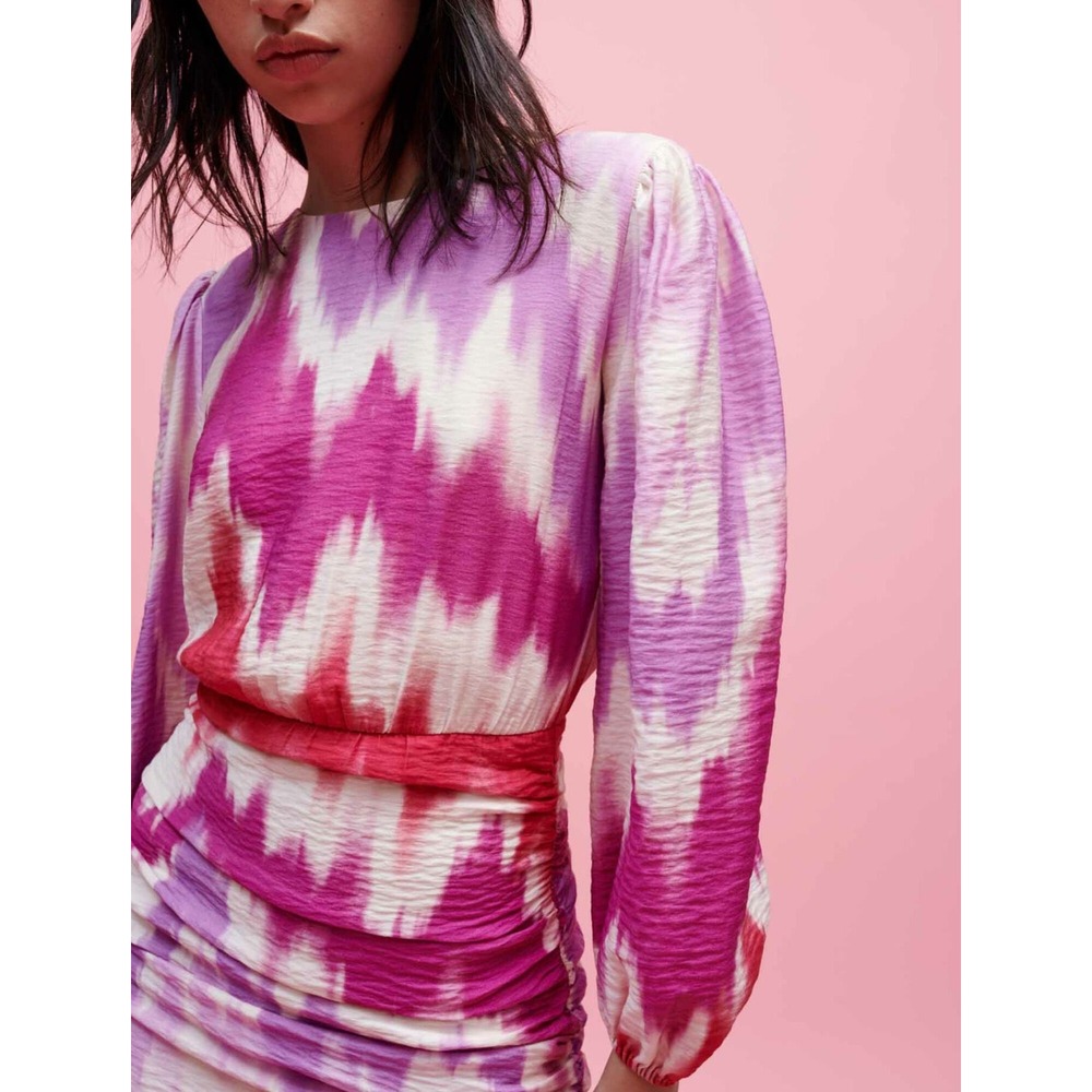 Maje Tie and Dye printed viscose Mini dress in Pink Size 36 / US Size S - Picture 16 of 16